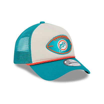 This is a Miami Dolphins NFL Sideline 2024 Historic Turquoise 9FORTY A-Frame Adjustable Cap 3