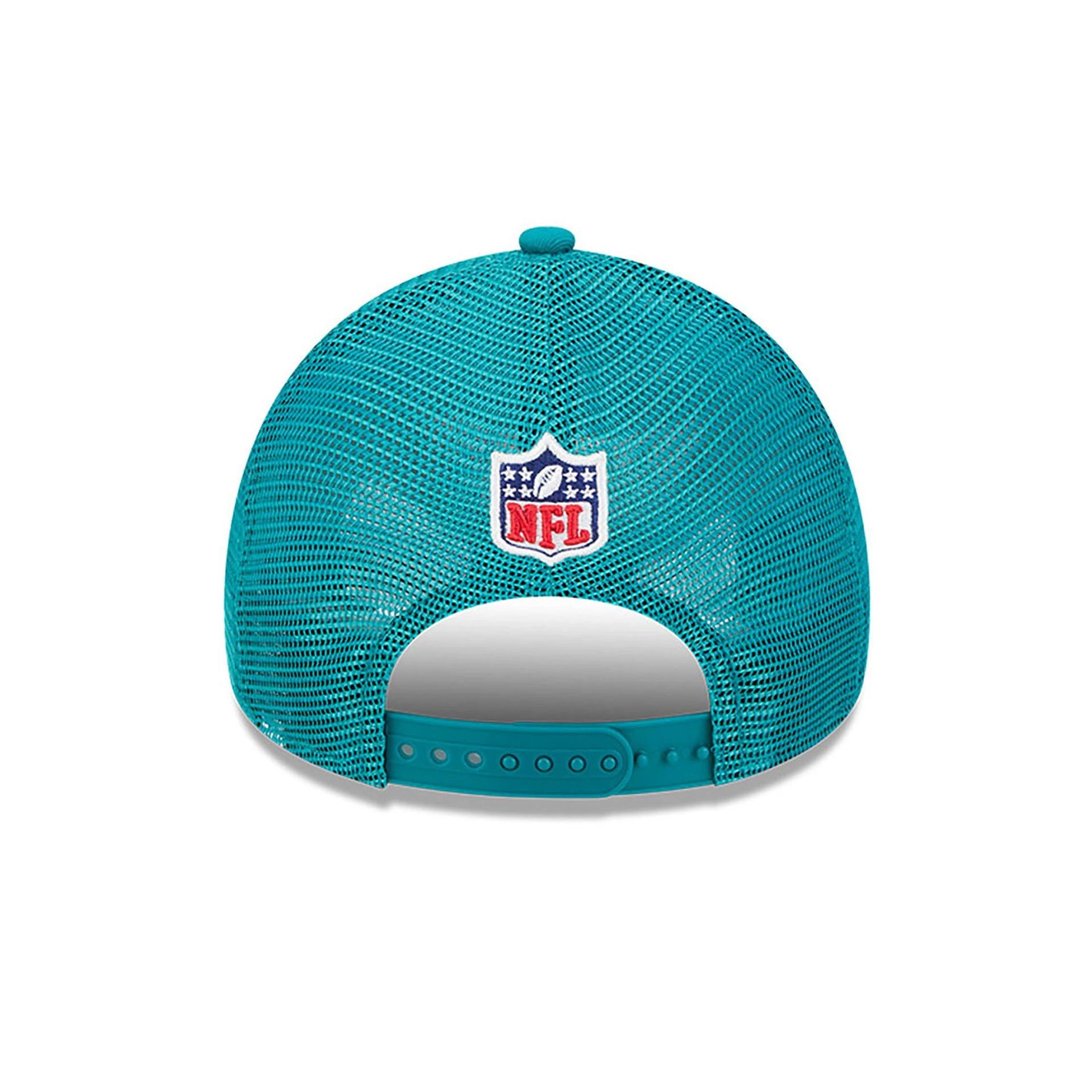 This is a Miami Dolphins NFL Sideline 2024 Historic Turquoise 9FORTY A-Frame Adjustable Cap 5