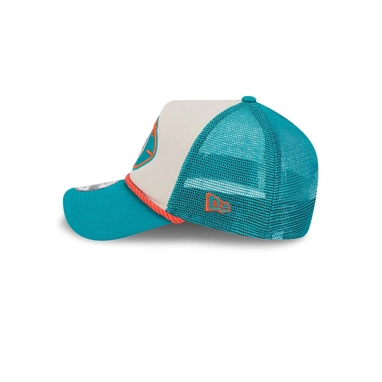 This is a Miami Dolphins NFL Sideline 2024 Historic Turquoise 9FORTY A-Frame Adjustable Cap 7