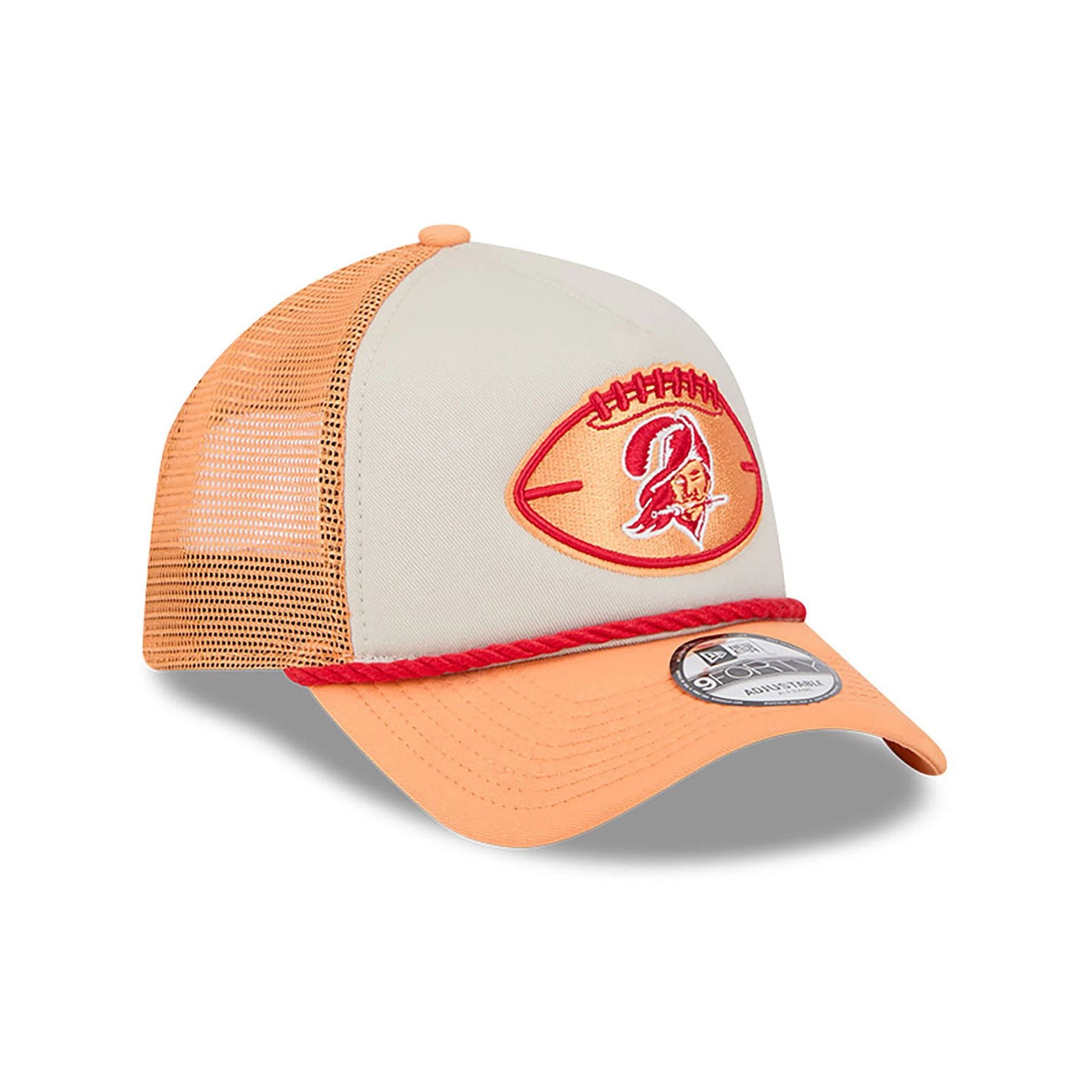 This is a Tampa Bay Buccaneers NFL Sideline 2024 Historic Orange 9FORTY A-Frame Adjustable Cap 3