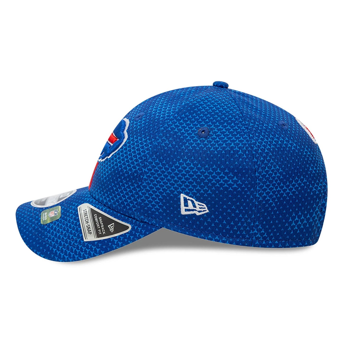 This is a Buffalo Bills Youth NFL Sideline 2024 Blue 9FORTY Stretch Snap Cap 7