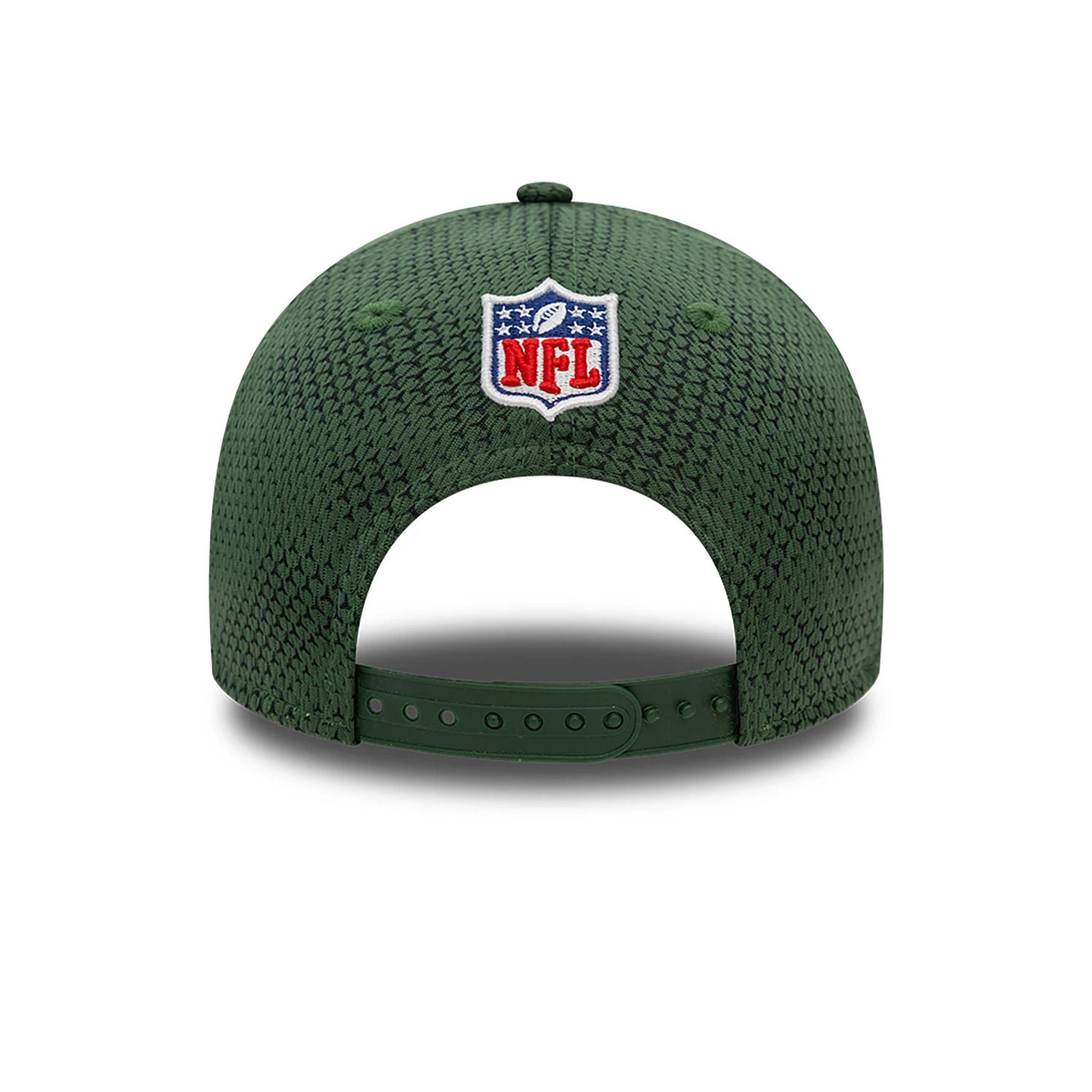 This is a Green Bay Packers Youth NFL Sideline 2024 Dark Green 9FORTY Stretch Snap Cap 4