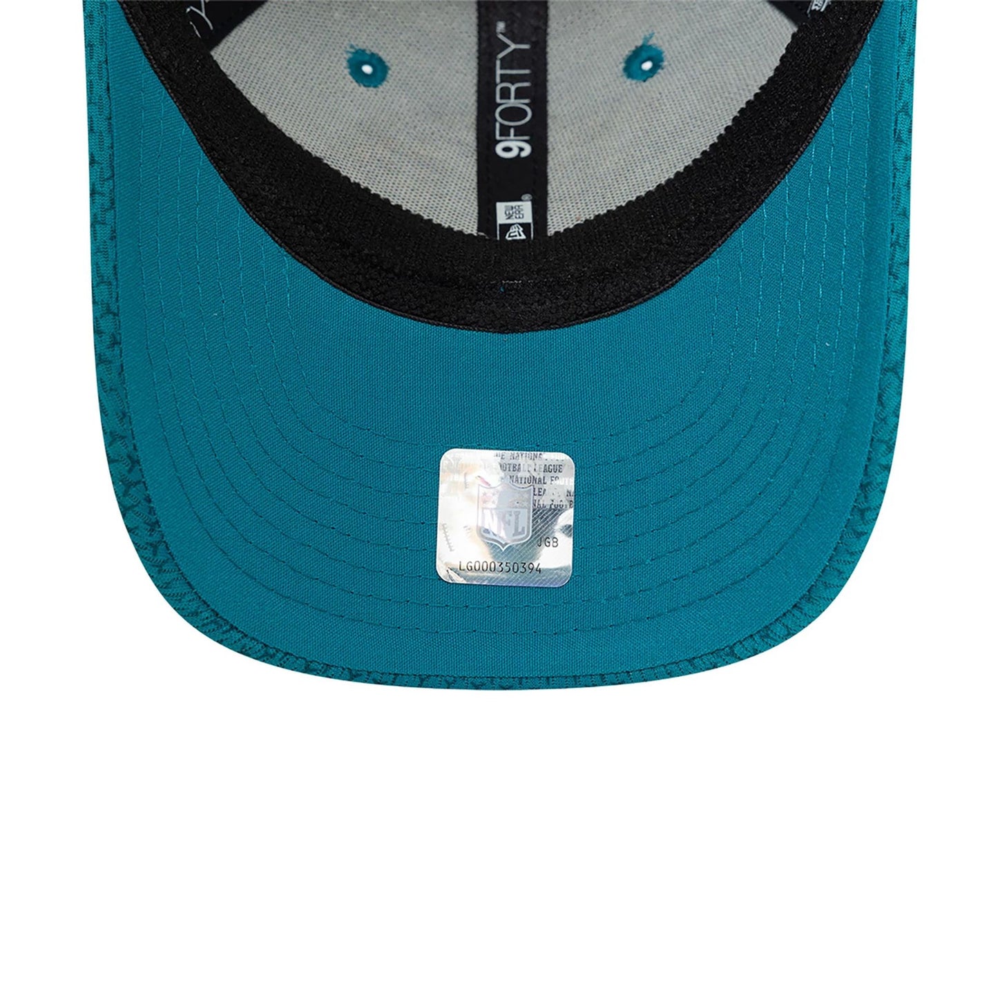 This is a Jacksonville Jaguars Youth NFL Sideline 2024 Turquoise 9FORTY Stretch Snap Cap 5