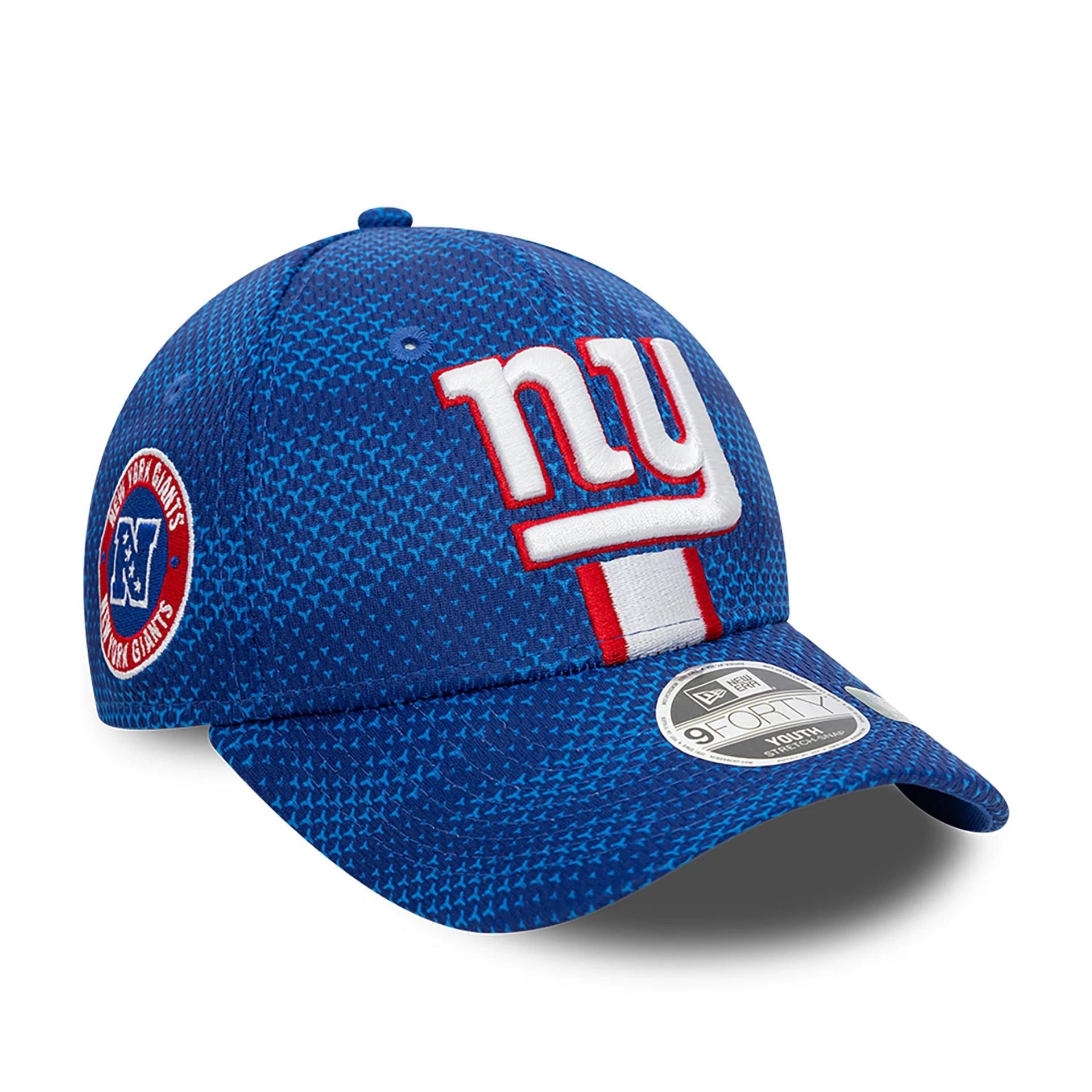 This is a New York Giants Youth NFL Sideline 2024 Blue 9FORTY Stretch Snap Cap 1