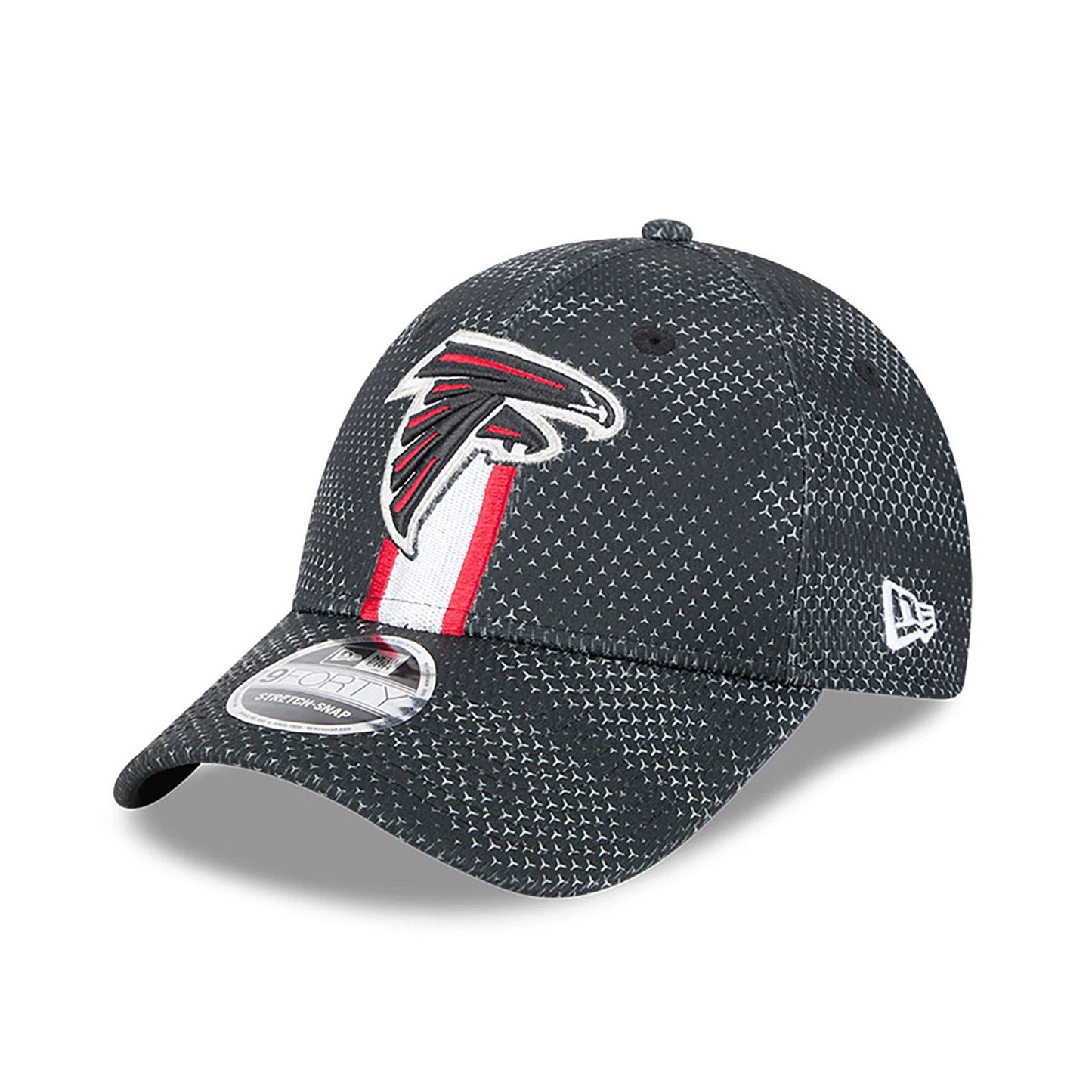 This is a Atlanta Falcons NFL Sideline 2024 Black 9FORTY Stretch Snap Cap 3