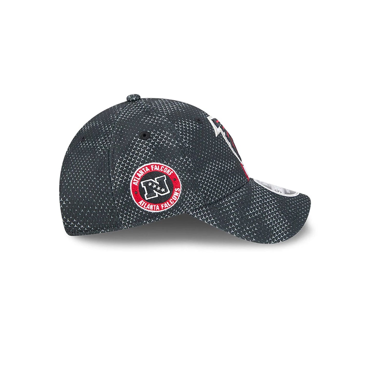 This is a Atlanta Falcons NFL Sideline 2024 Black 9FORTY Stretch Snap Cap 6