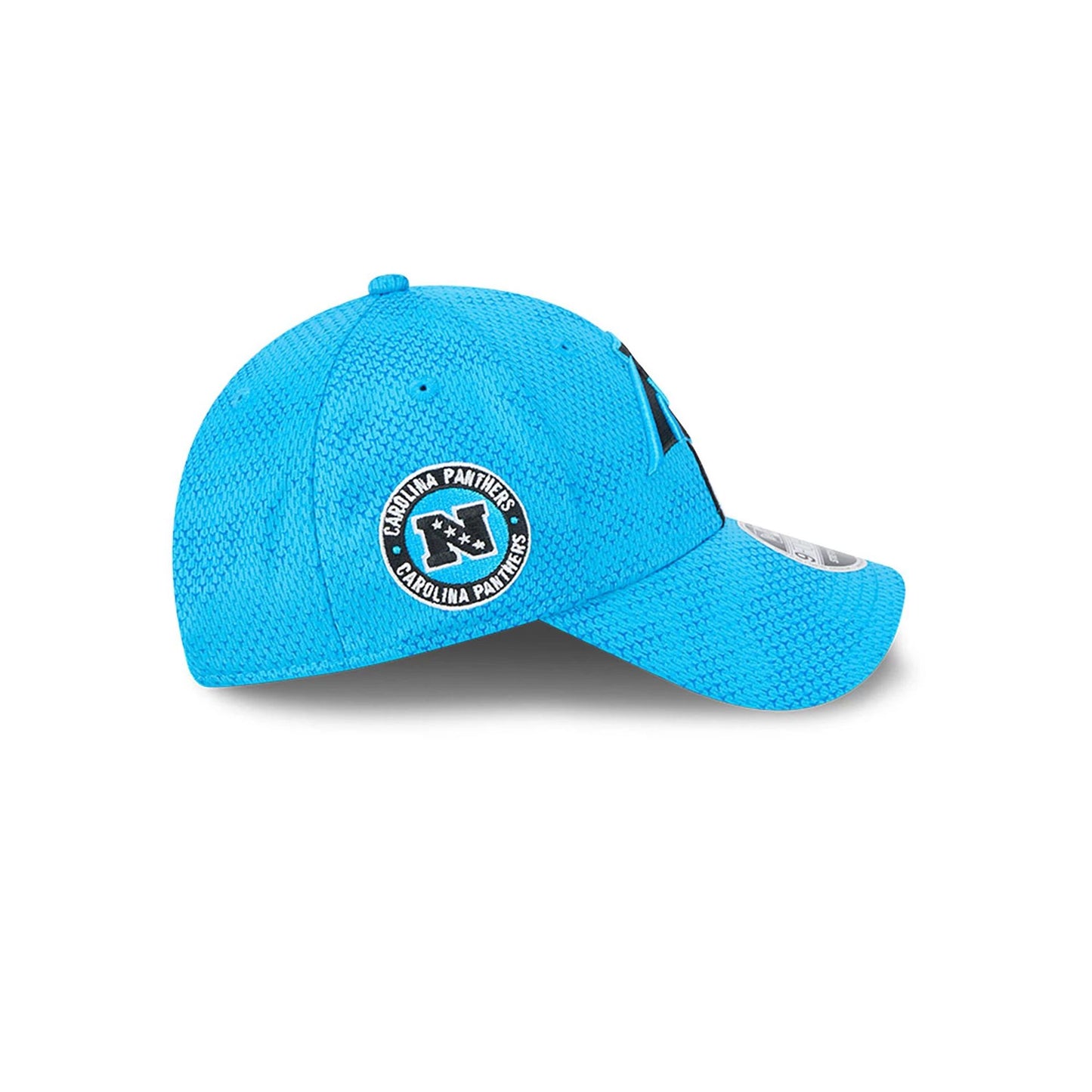 This is a Carolina Panthers NFL Sideline 2024 Blue 9FORTY Stretch Snap Cap 6