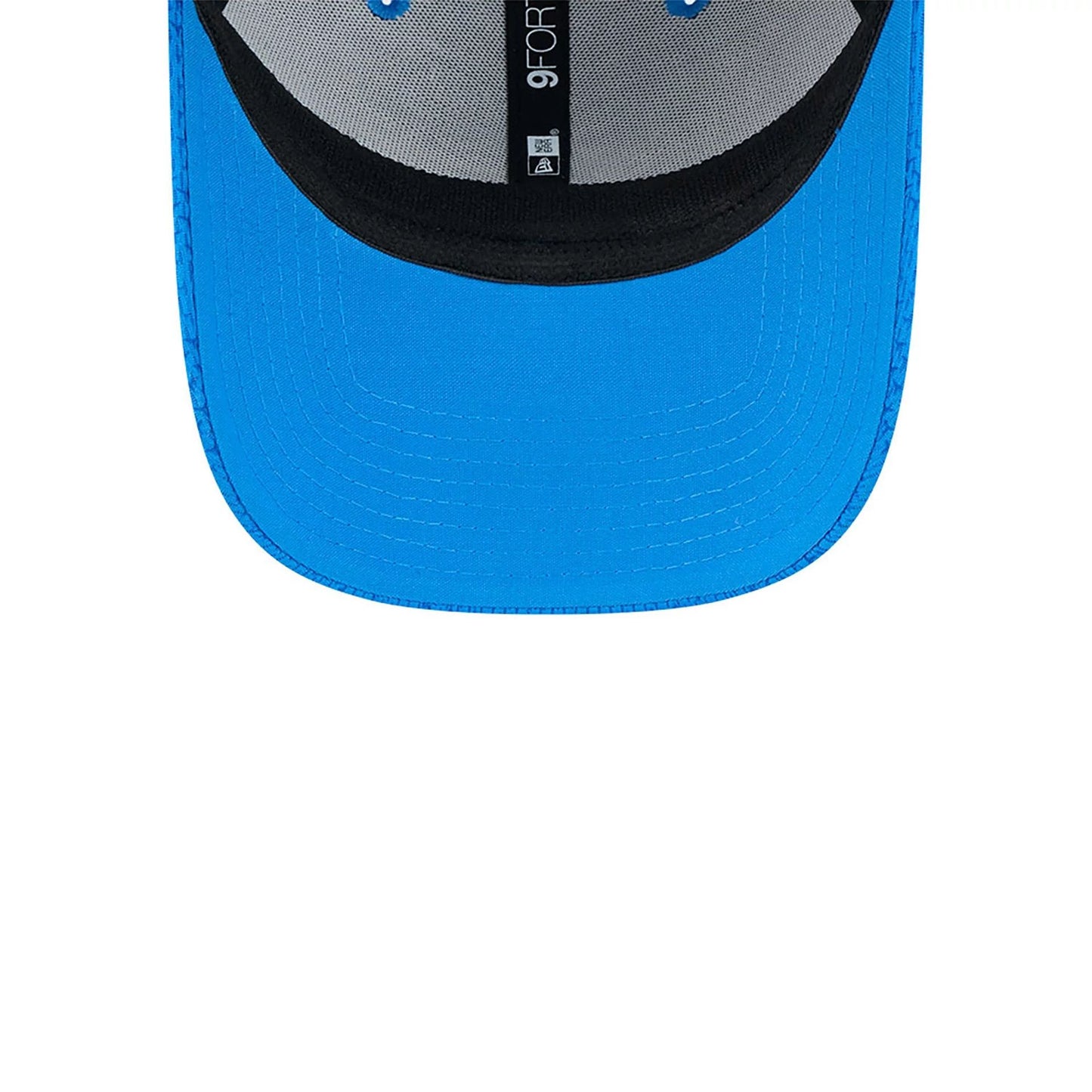 This is a Detroit Lions NFL Sideline 2024 Blue 9FORTY Stretch Snap Cap 4