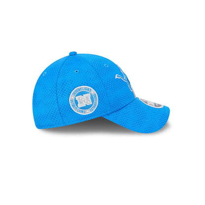 This is a Detroit Lions NFL Sideline 2024 Blue 9FORTY Stretch Snap Cap 6