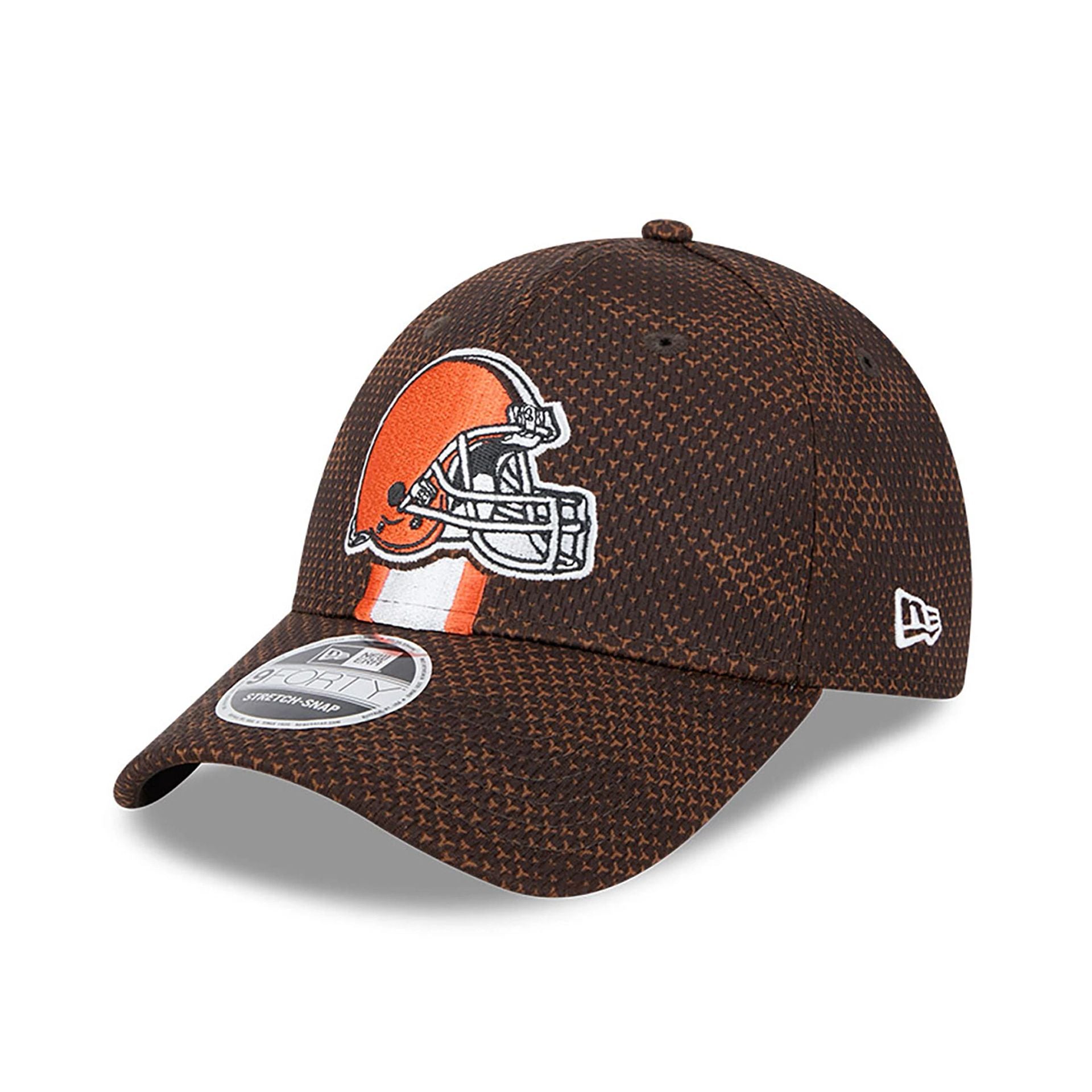 This is a Cleveland Browns NFL Sideline 2024 Dark Brown 9FORTY Stretch Snap Cap 3