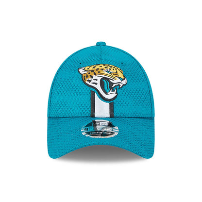 This is a Jacksonville Jaguars NFL Sideline 2024 Turquoise 9FORTY Stretch Snap Cap 1