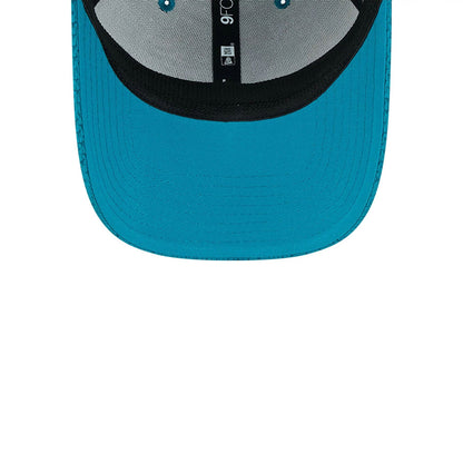 This is a Jacksonville Jaguars NFL Sideline 2024 Turquoise 9FORTY Stretch Snap Cap 3