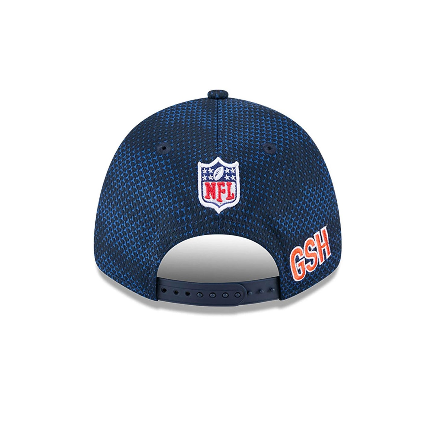 This is a Chicago Bears NFL Sideline 2024 Navy 9FORTY Stretch Snap Cap 5