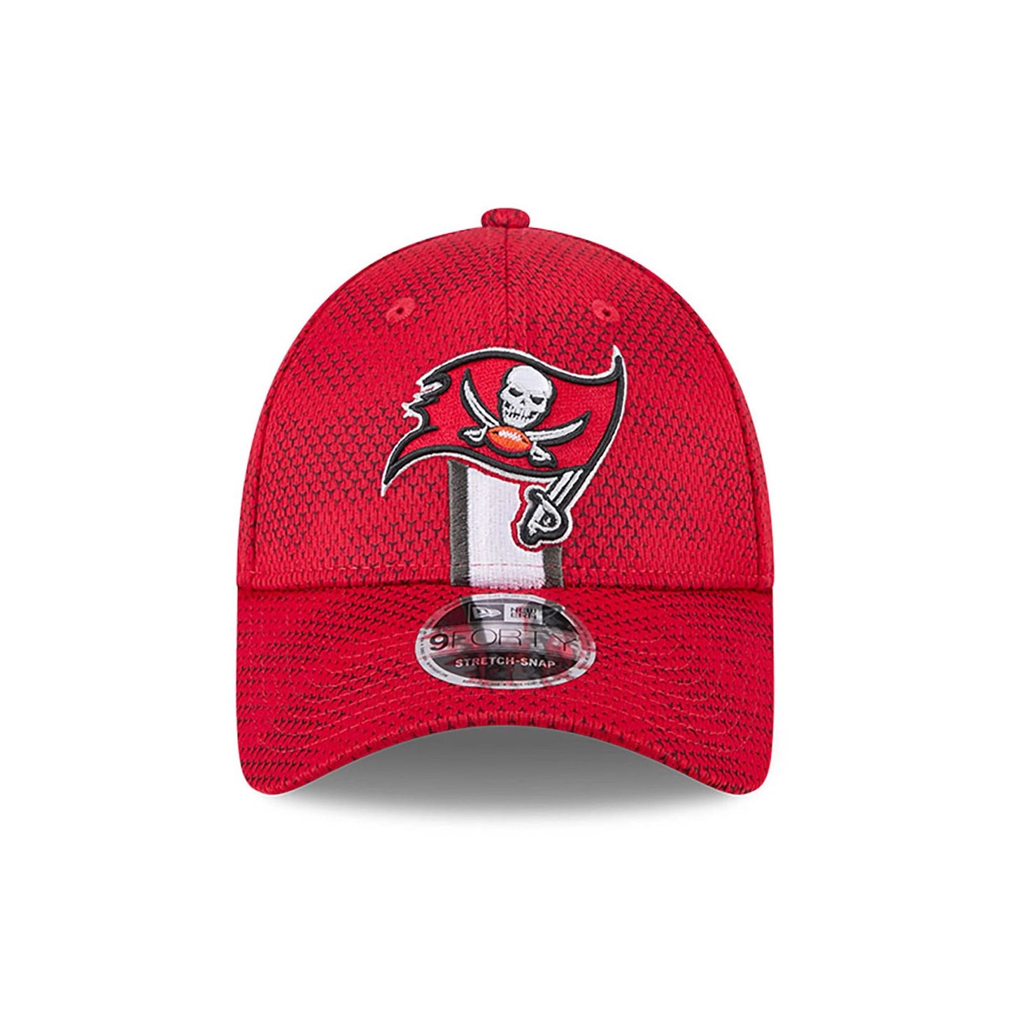 This is a Tampa Bay Buccaneers NFL Sideline 2024 Red 9FORTY Stretch Snap Cap 2