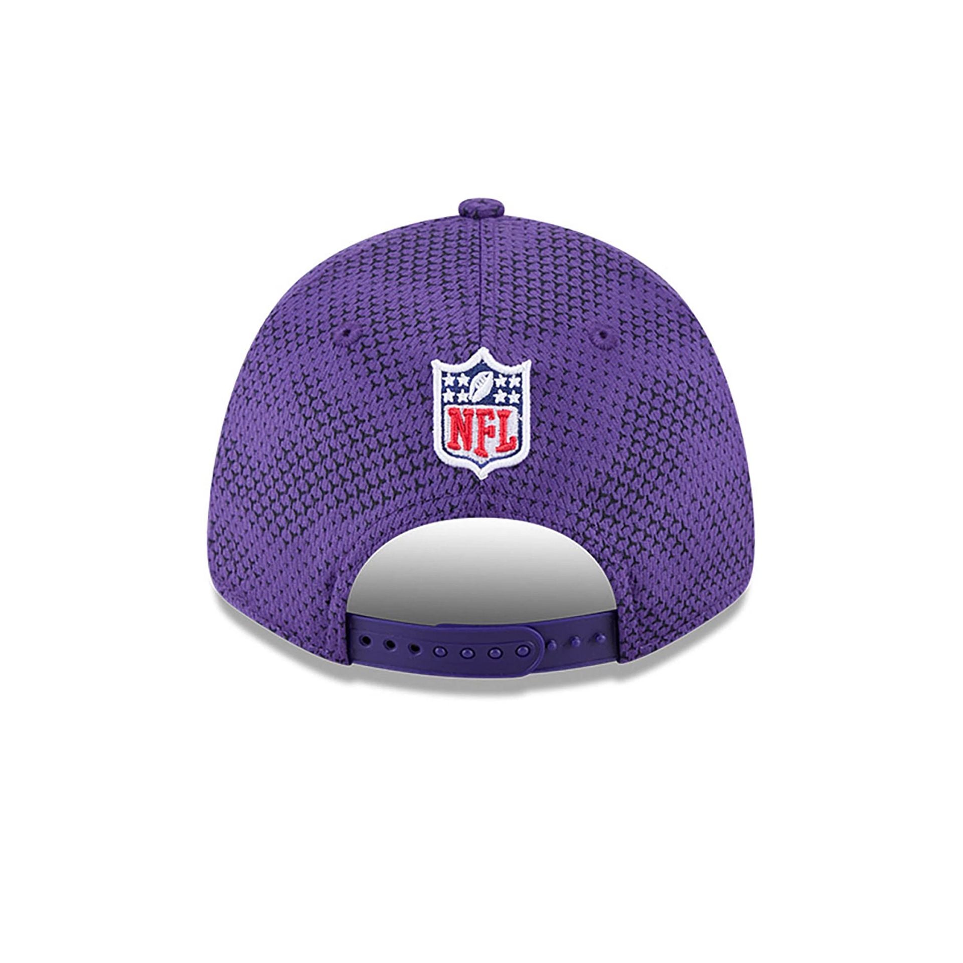 This is a Minnesota Vikings NFL Sideline 2024 Purple 9FORTY Stretch Snap Cap 5