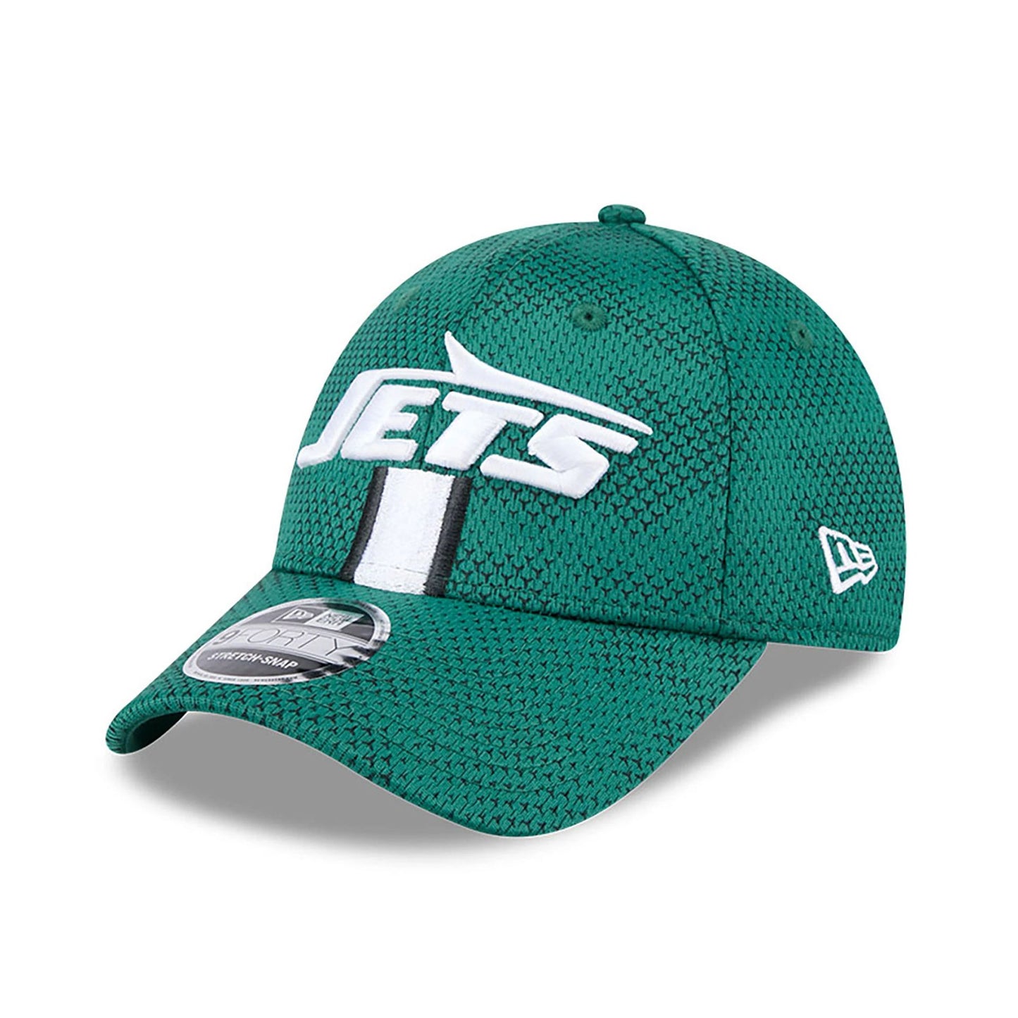 This is a New York Jets NFL Sideline Green 9FORTY Stretch Snap Cap 3