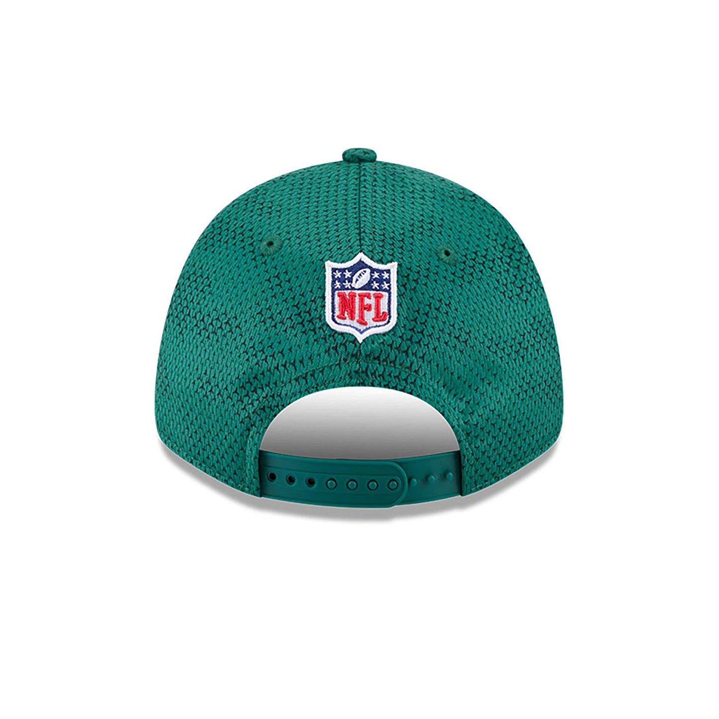 This is a New York Jets NFL Sideline Green 9FORTY Stretch Snap Cap 5