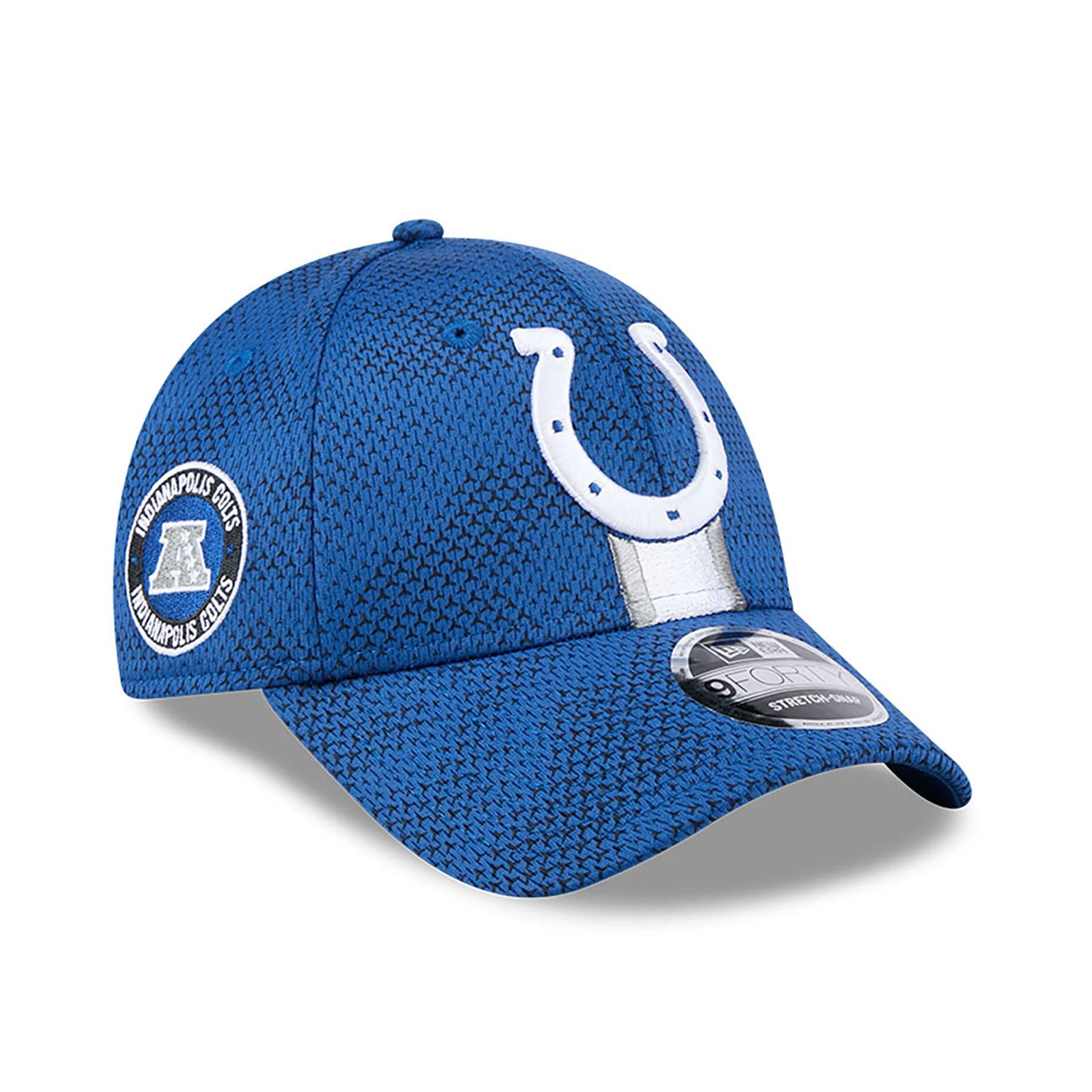 This is a Indianapolis Colts NFL Sideline 2024 Blue 9FORTY Stretch Snap Cap 1