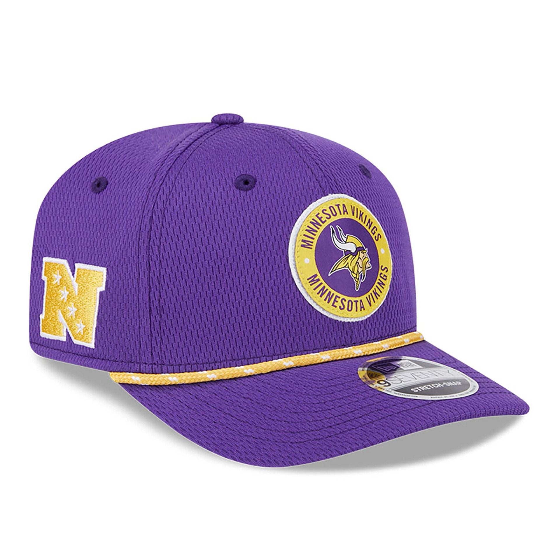 This is a Minnesota Vikings NFL Sideline 2024 Purple 9SEVENTY Stretch Snap Cap 1