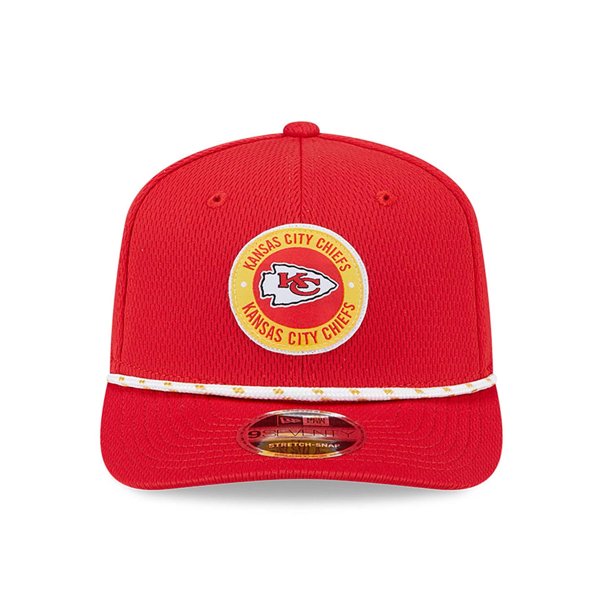 This is a Kansas City Chiefs NFL Sideline 2024 Red 9SEVENTY Stretch Snap Cap 2