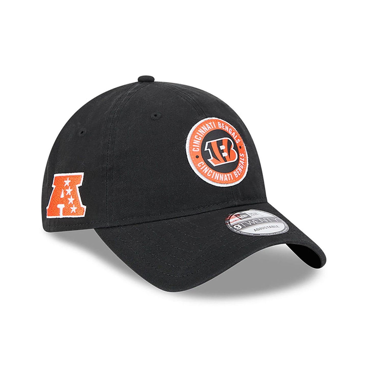 This is a Cincinnati Bengals NFL Sideline 2024 Black 9TWENTY Adjustable Cap 1