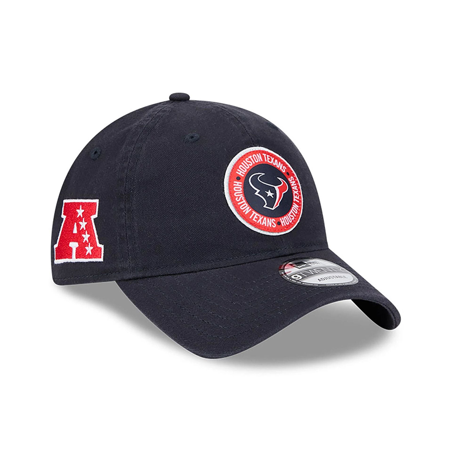 This is a Houston Texans NFL Sideline 2024 Navy 9TWENTY Adjustable Cap 1