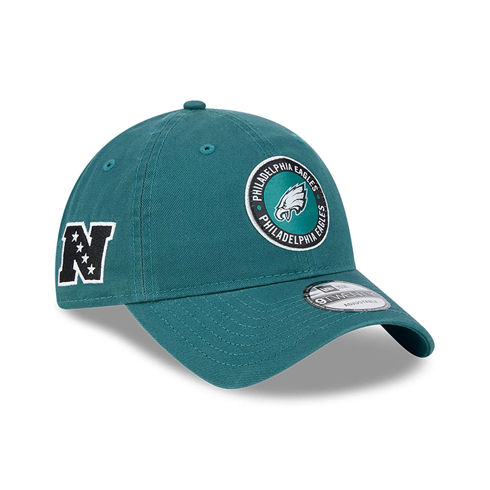 This is a Philadelphia Eagles NFL Sideline 2024 Dark Green 9TWENTY Adjustable Cap 1