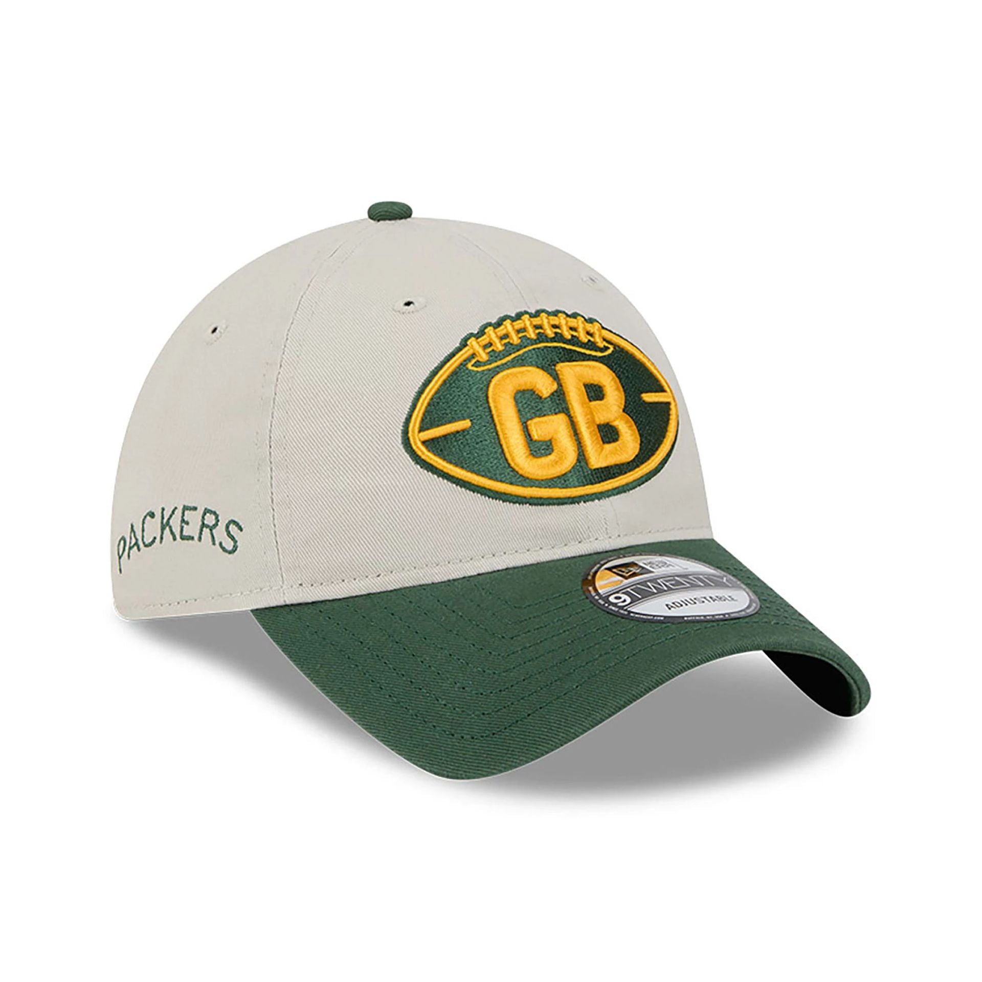 This is a Green Bay Packers NFL Sideline 2024 Historic Beige 9TWENTY Adjustable Cap 3