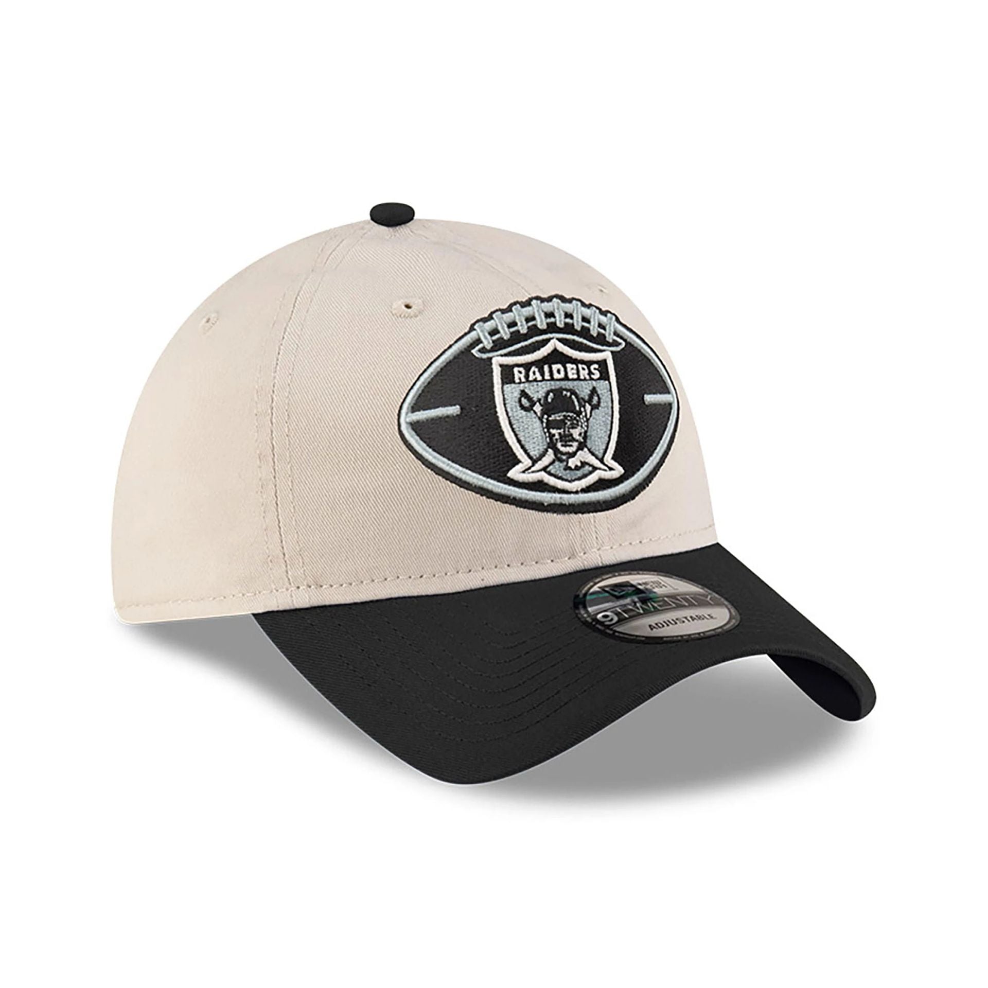 This is a Oakland Raiders NFL Sideline 2024 Historic Beige 9TWENTY Adjustable Cap 3