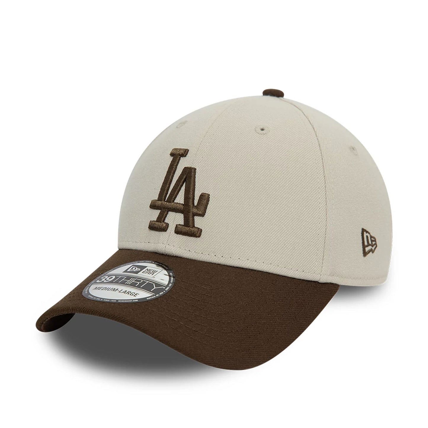 This is a LA Dodgers Neutral World Series Light Beige 39THIRTY Stretch Fit Cap 1