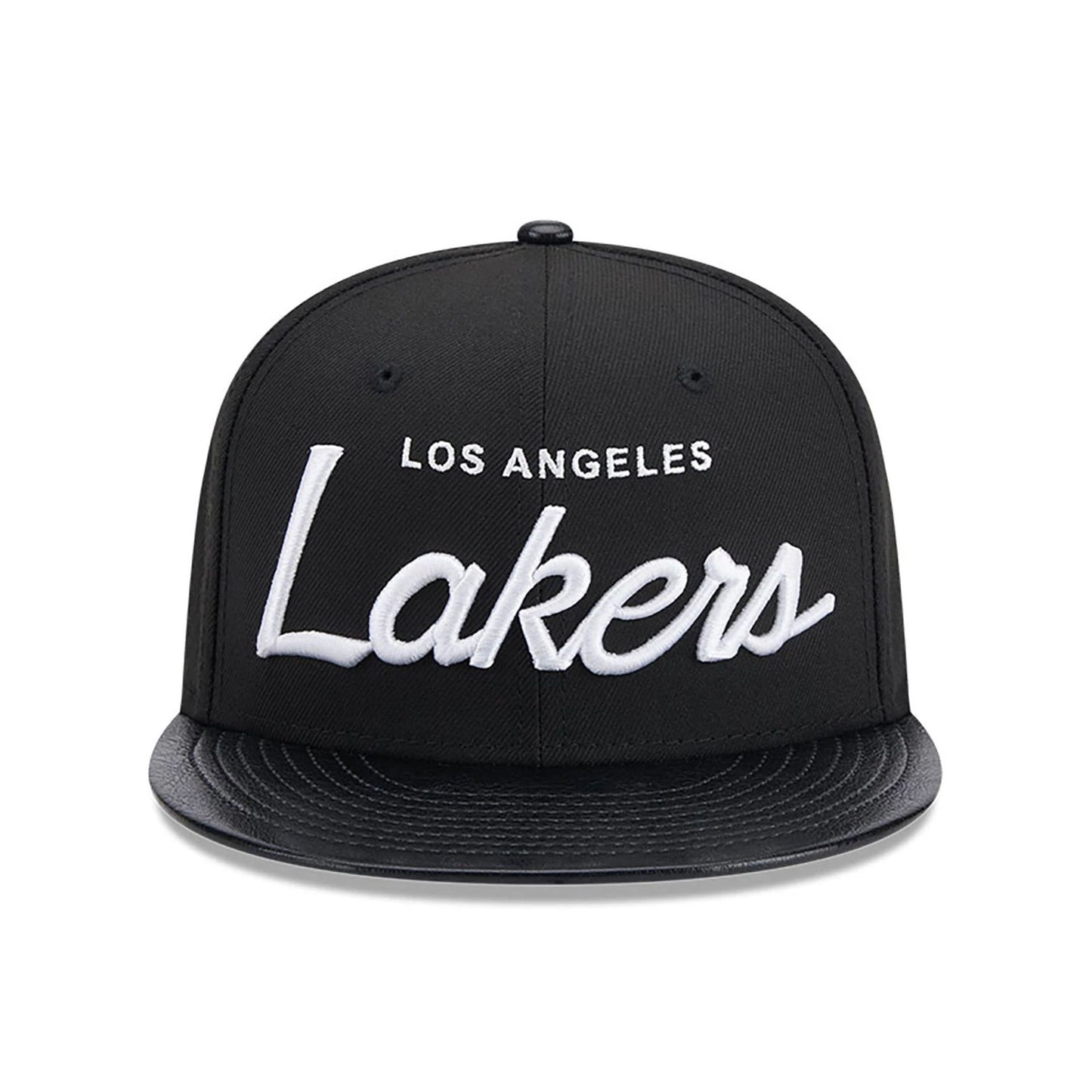 This is a LA Lakers Faux Leather Visor Black 9FIFTY Snapback Cap 3