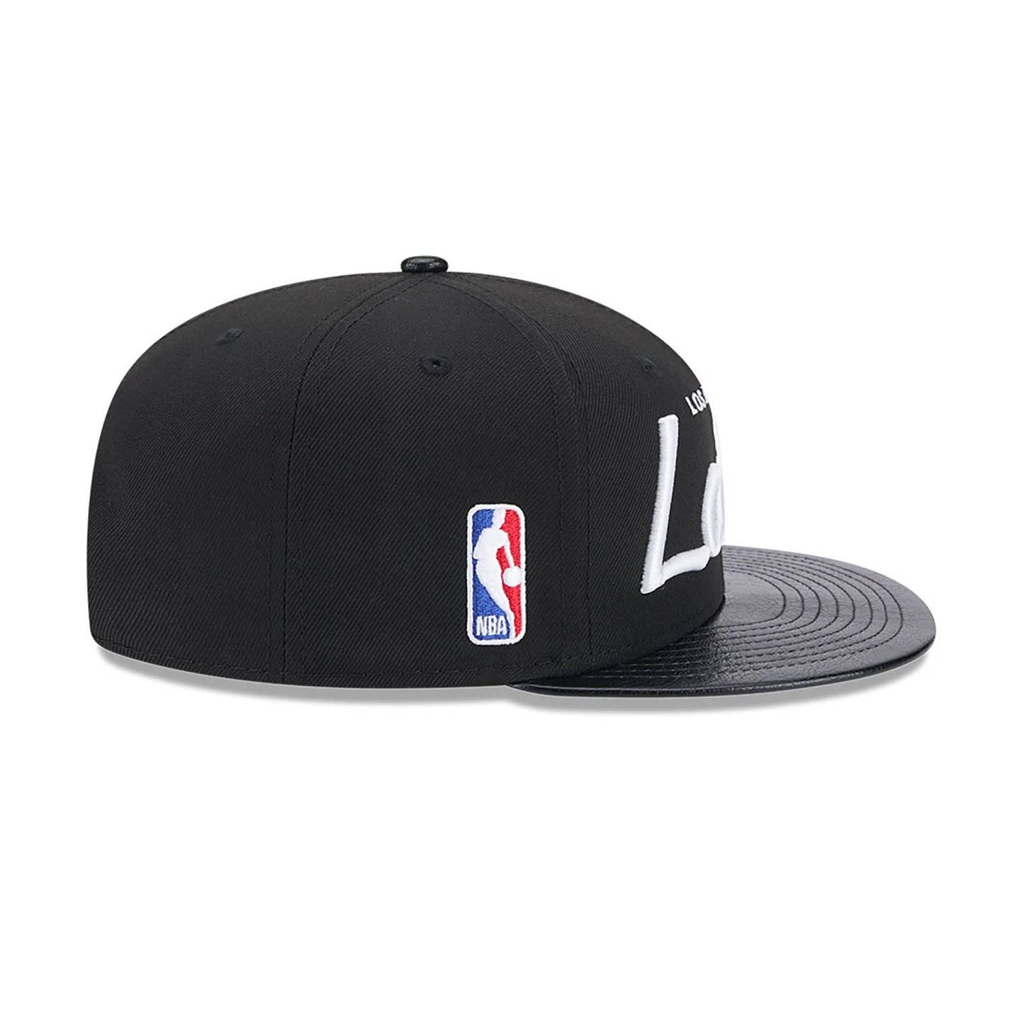 This is a LA Lakers Faux Leather Visor Black 9FIFTY Snapback Cap 5