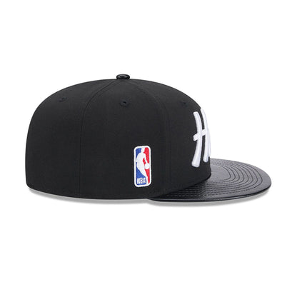 This is a Miami Heat Faux Leather Visor Black 9FIFTY Snapback Cap 5