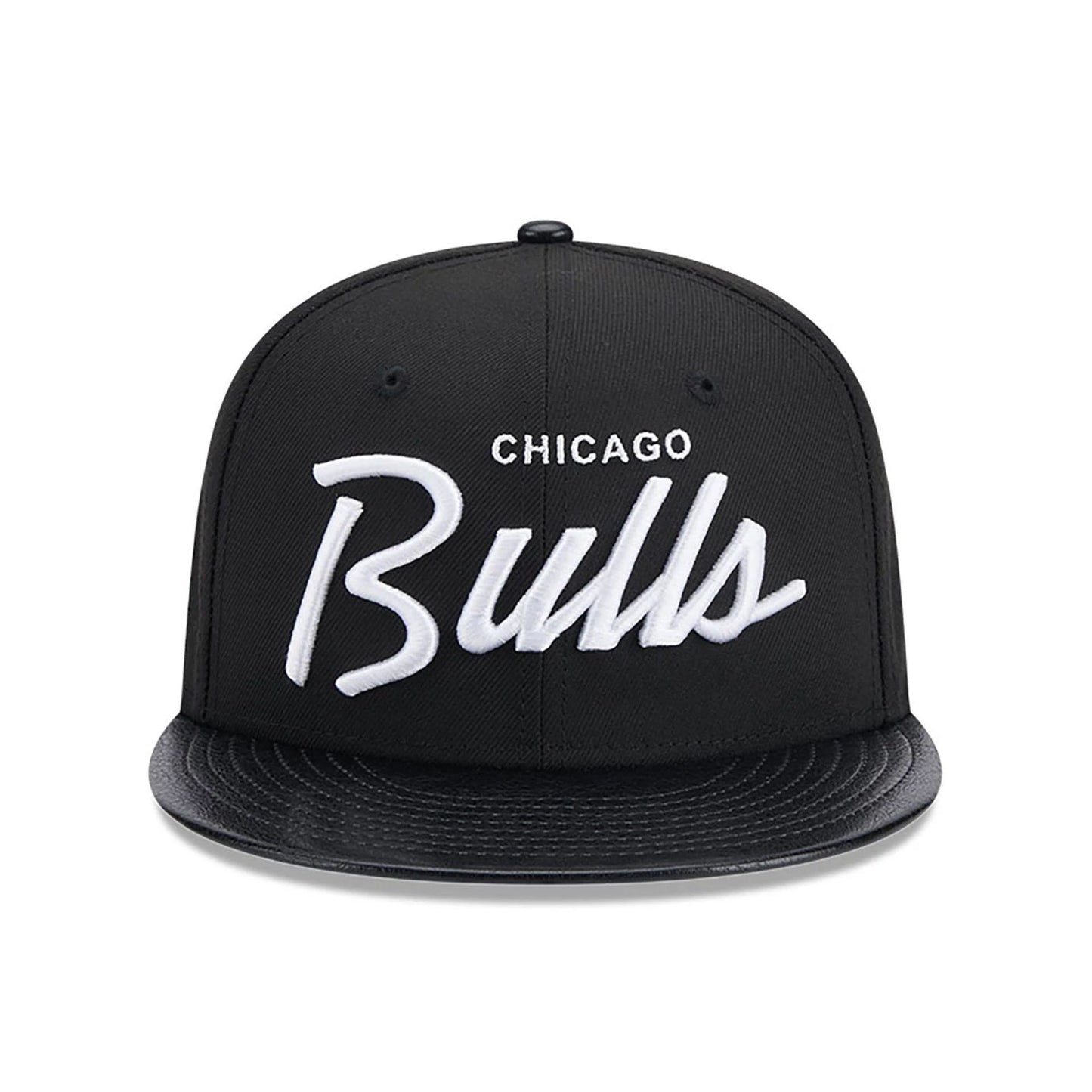 This is a Chicago Bulls Faux Leather Visor Black 9FIFTY Snapback Cap 3