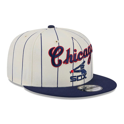 This is a Chicago White Sox Jersey Pinstripe Chrome White 9FIFTY Snapback Cap 4