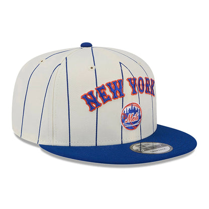 This is a New York Mets Jersey Pinstripe Chrome White 9FIFTY Snapback Cap 4