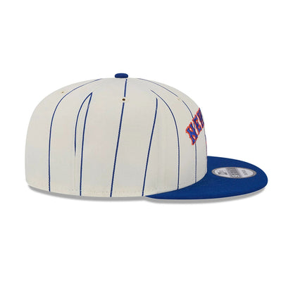 This is a New York Mets Jersey Pinstripe Chrome White 9FIFTY Snapback Cap 6