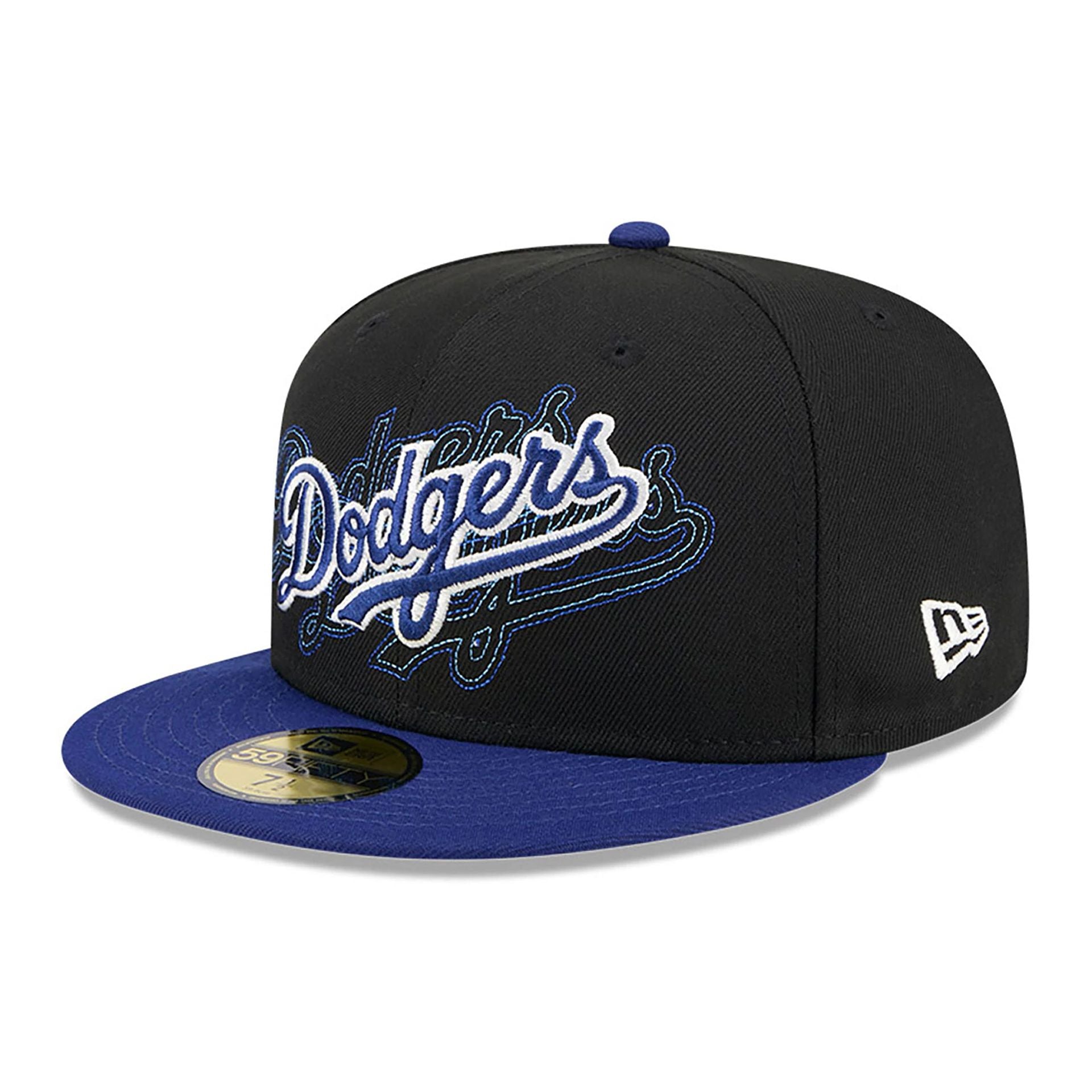 This is a LA Dodgers Shadow Stitch Black 59FIFTY Fitted Cap 2