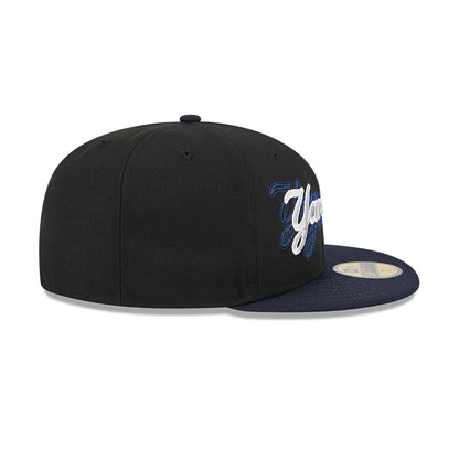 This is a New York Yankees Shadow Stitch Black 59FIFTY Fitted Cap 6