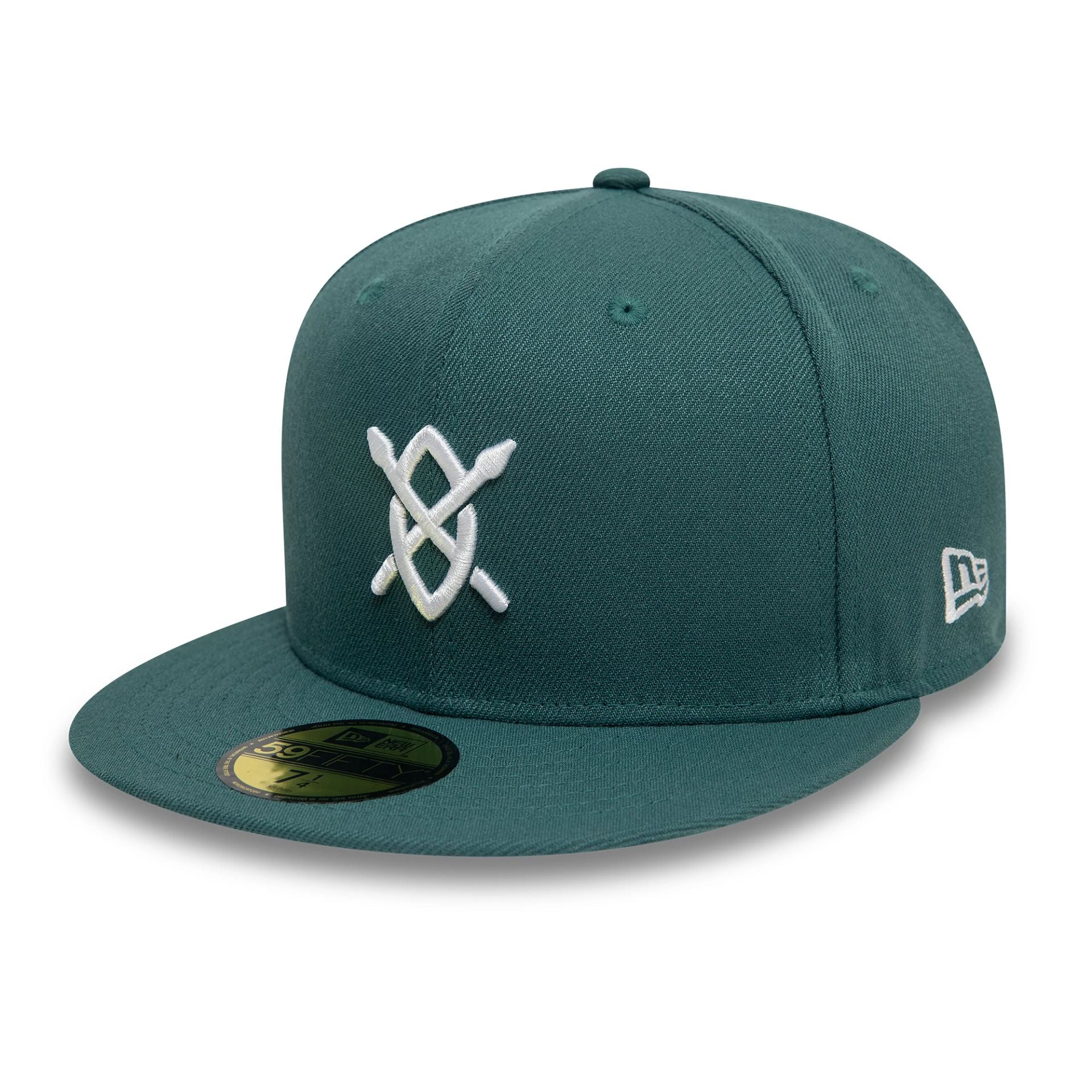 This is a New Era Daily Paper Dark Green 59FIFTY Fitted Cap 1