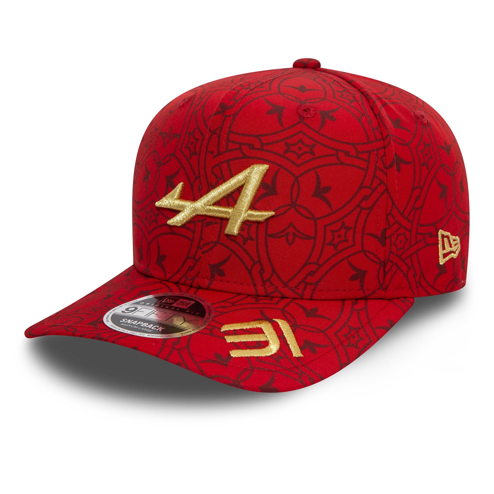 This is a Alpine Racing China Esteban Ocon Red 9FIFTY Original Fit Snapback Cap 1