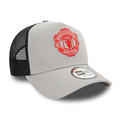 This is a Manchester United FC Seasonal Repreve Grey 9FORTY E-Frame Adjustable Trucker Cap 3