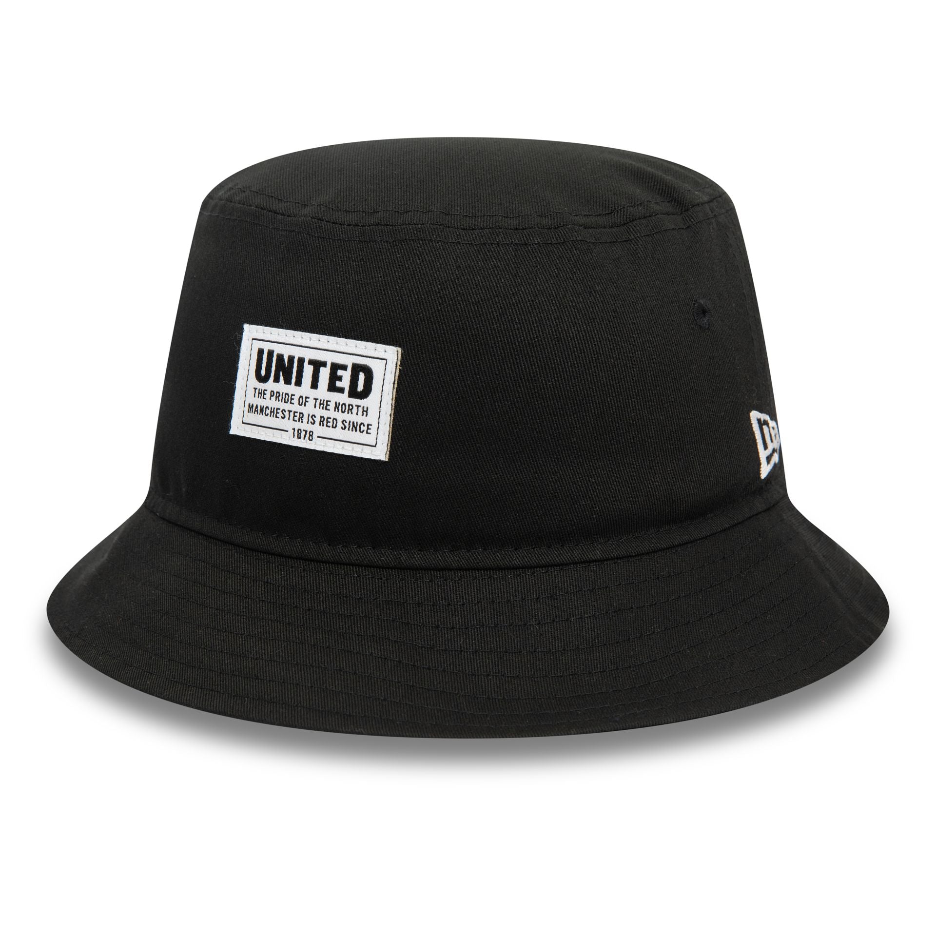 This is a Manchester United FC Stitch Patch Black Bucket Hat 1