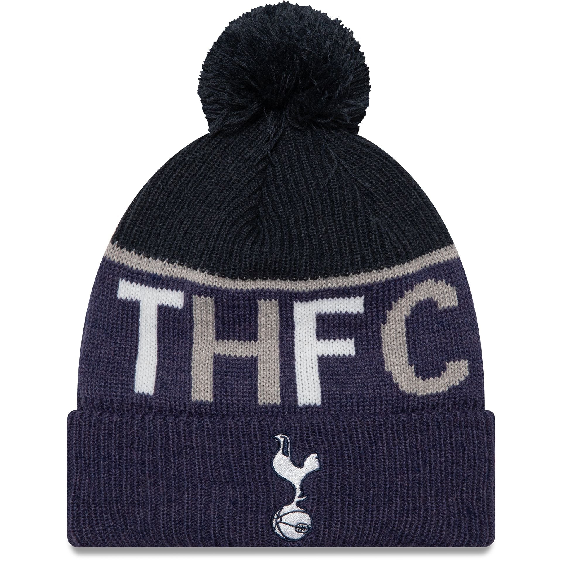 This is a Tottenham Hotspur FC Sport Navy Bobble Knit Beanie Hat 1