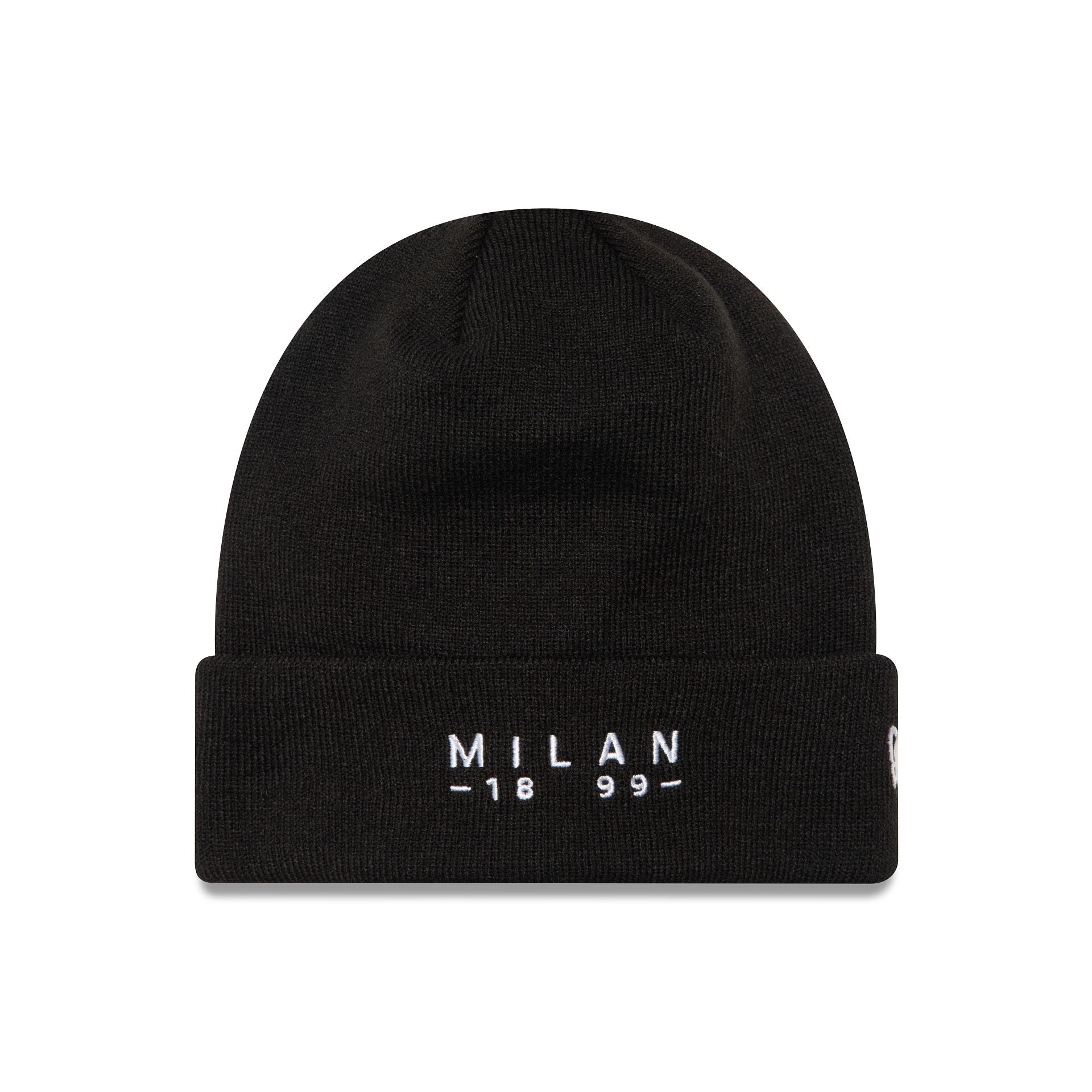 This is a AC Milan Established Wordmark Black Cuff Knit Beanie Hat 1