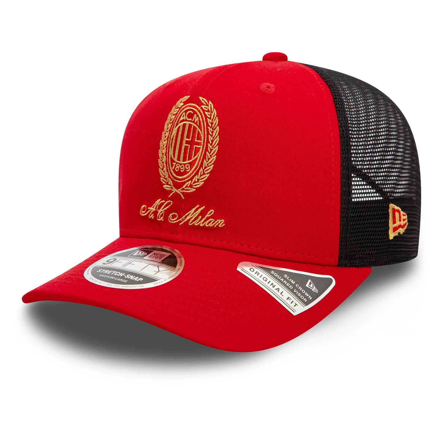 This is a AC Milan Heritage Gold Red 9FIFTY Stretch Snap Cap 1