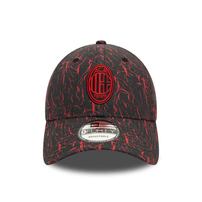 This is a AC Milan Crinkle All Over Print Black 9FORTY Adjustable Cap 2