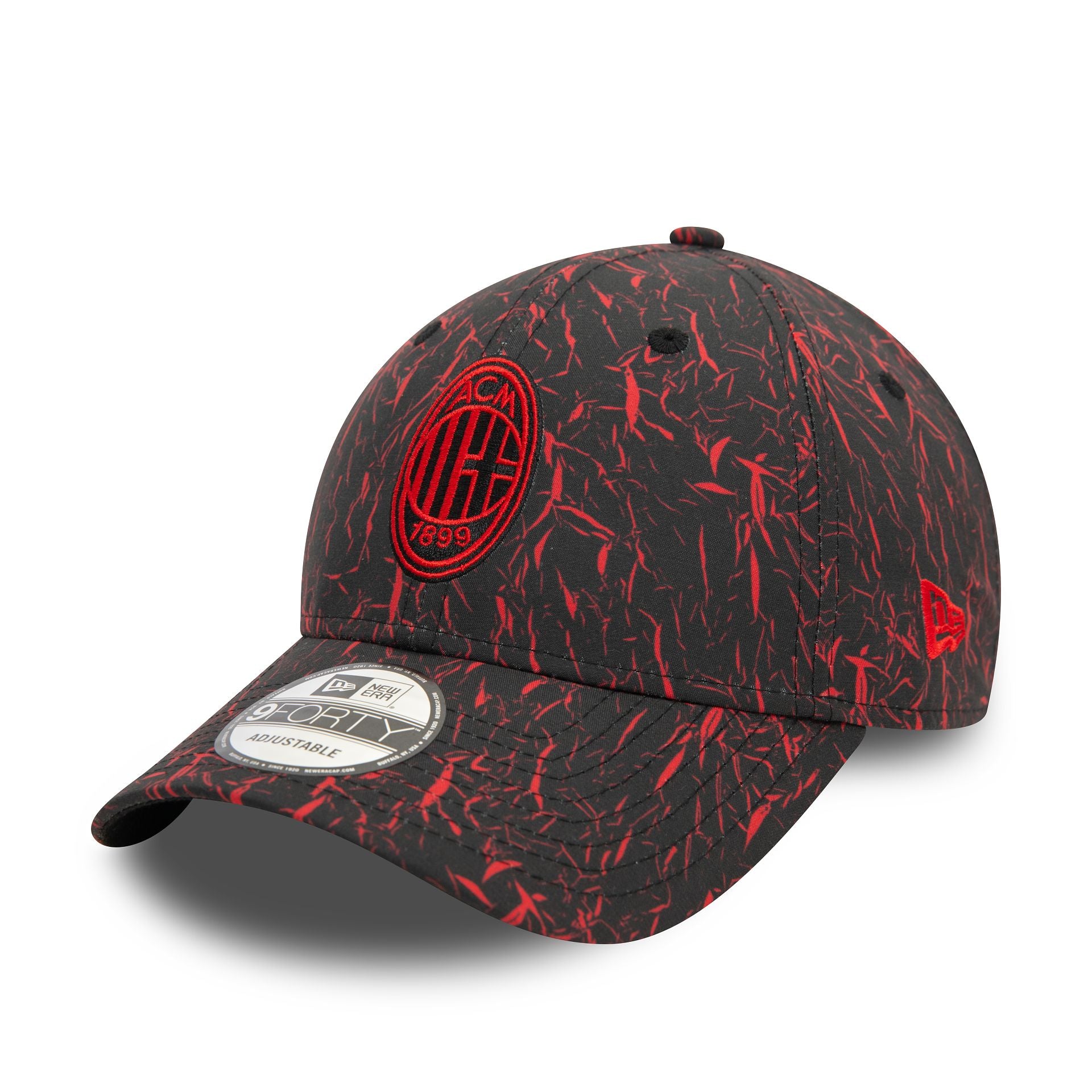 This is a AC Milan Crinkle All Over Print Black 9FORTY Adjustable Cap 4