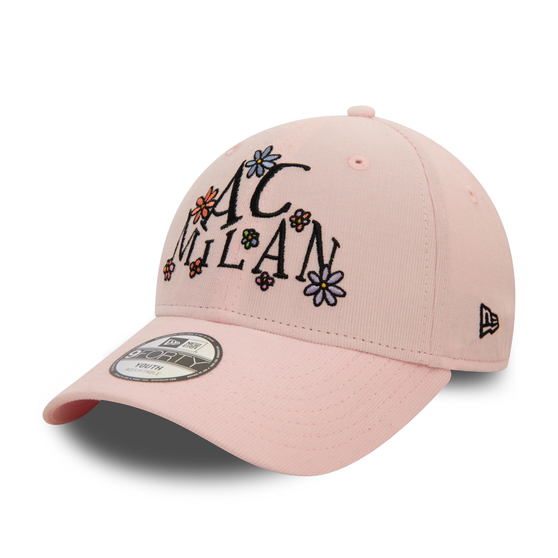 This is a AC Milan Youth Needle Cord Pastel Pink 9FORTY Adjustable Cap 1