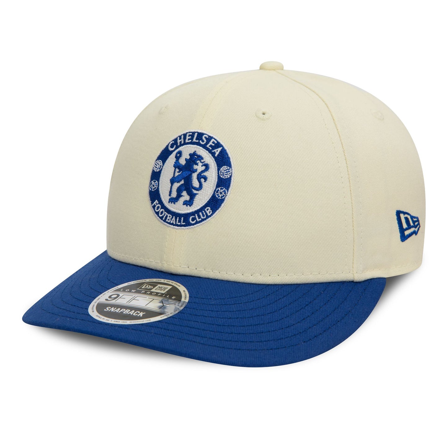 This is a Chelsea FC Lion Crest SW6 Open White Low Profile 9FIFTY Cap 1